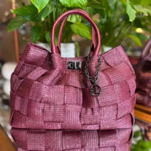 Bolsa Jorge Bischoff Bordô Trançada Maxi com Corrente e Fecho Metálico