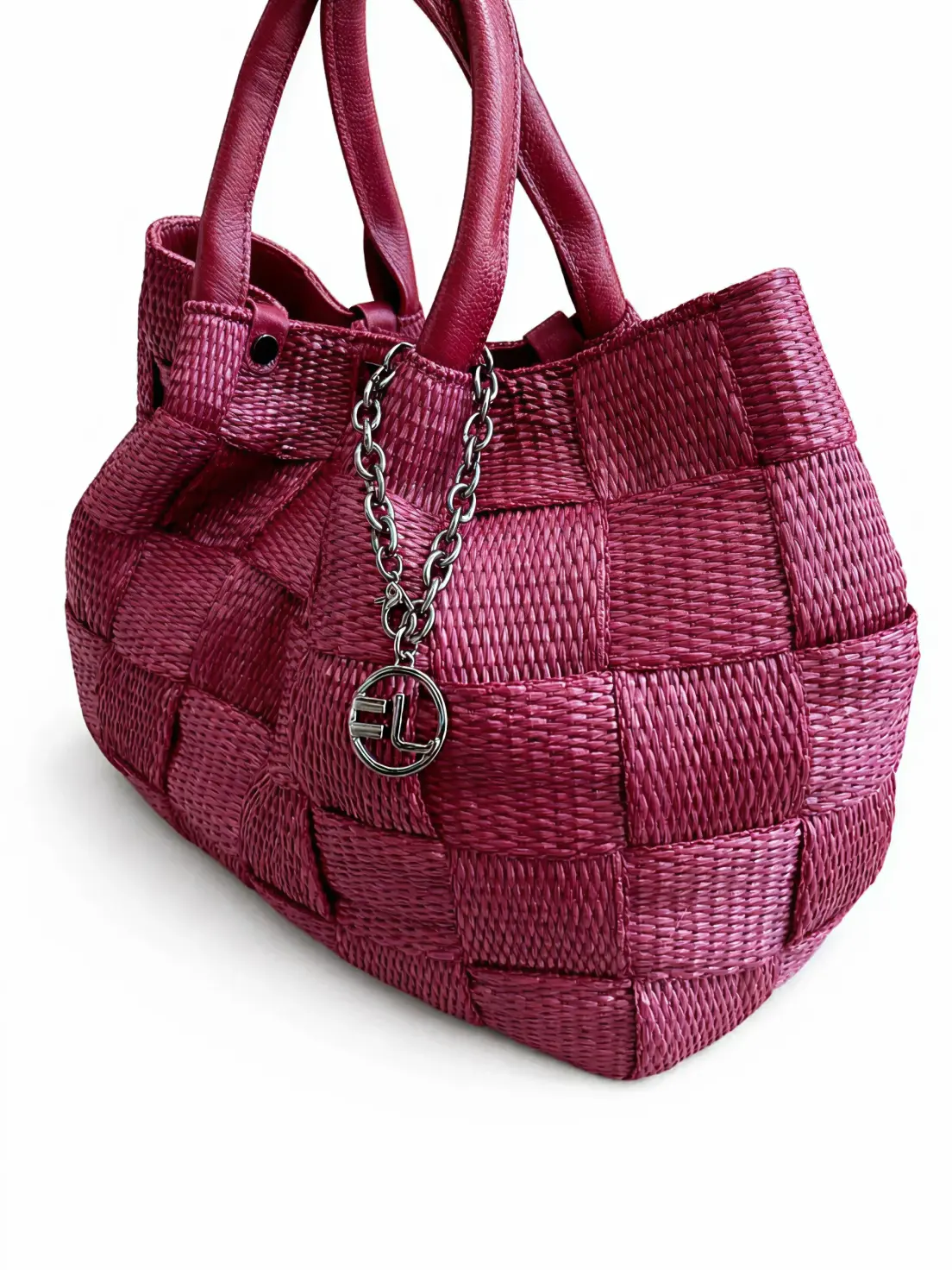 Bolsa Jorge Bischoff Bordô Trançada Maxi com Corrente e Fecho Metálico