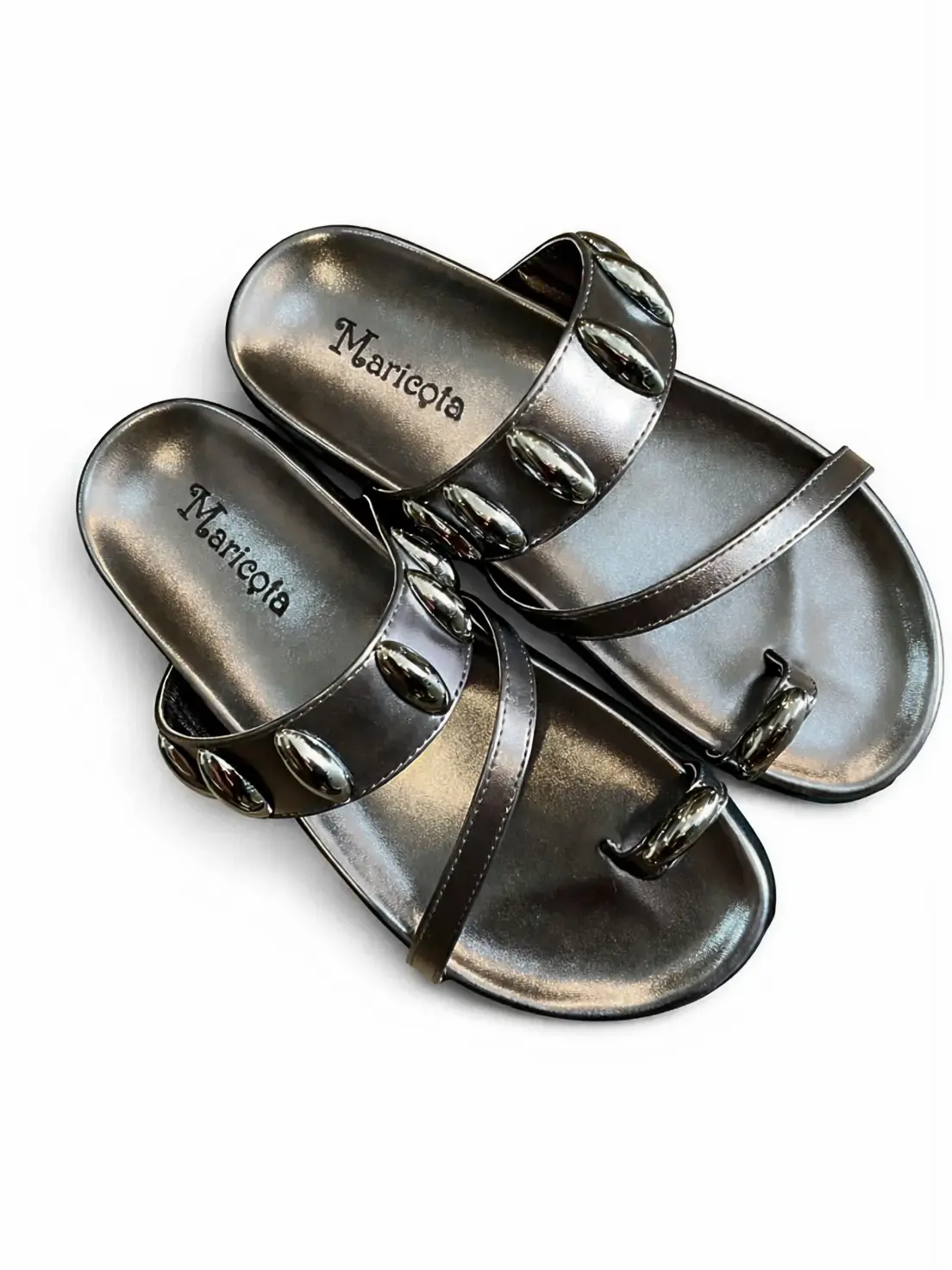 Papete Maricota Grafite Metalizada com Apliques e Anel no Dedo