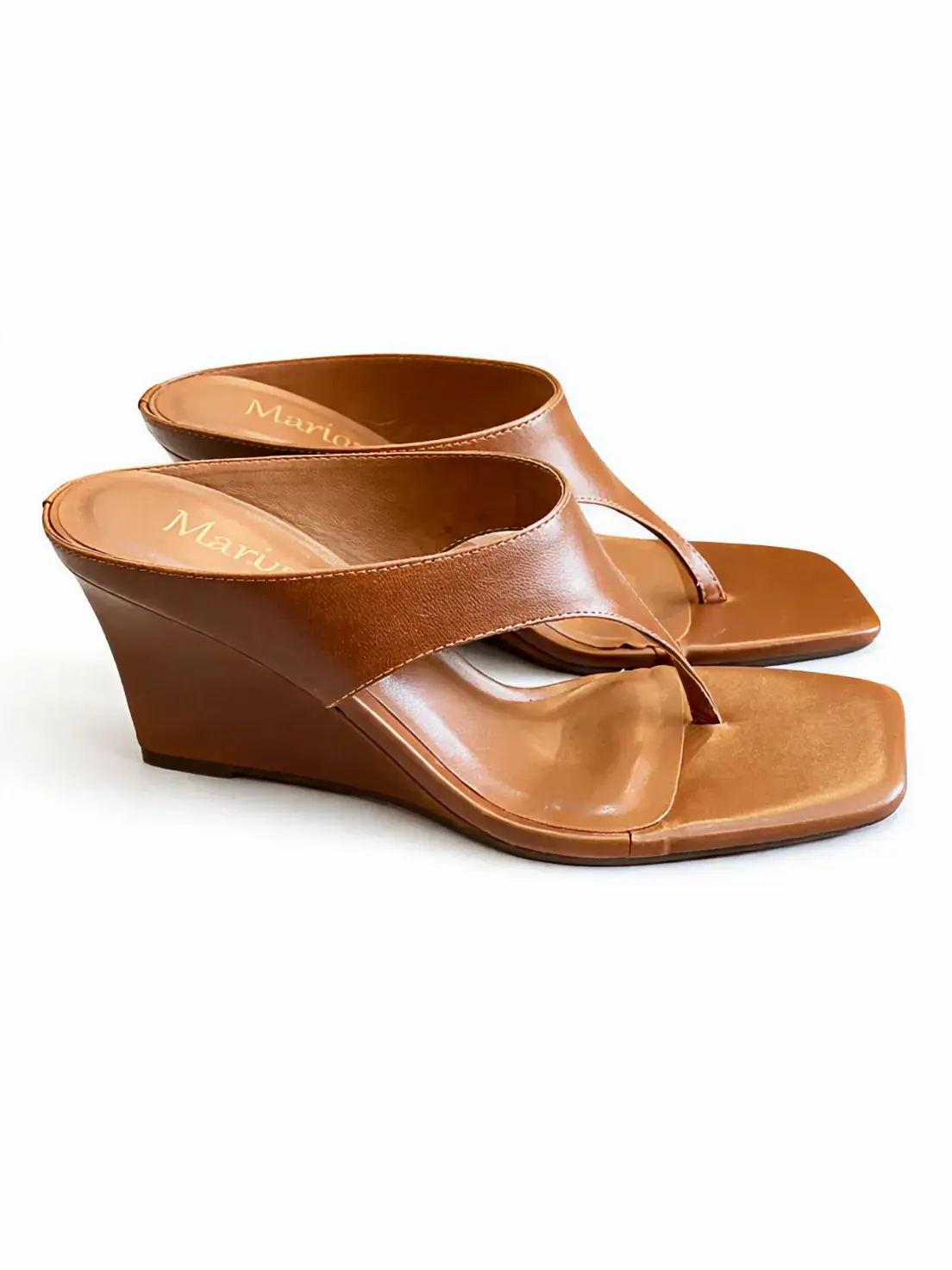 Tamanco Maricota Anabela Caramelo Minimalista